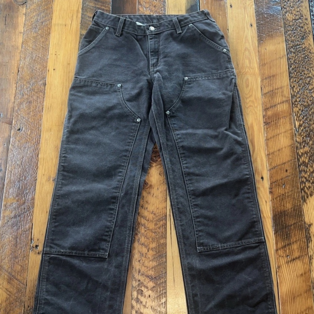 Women’s faded Chocolate Carhartt Double knee pants 28x32